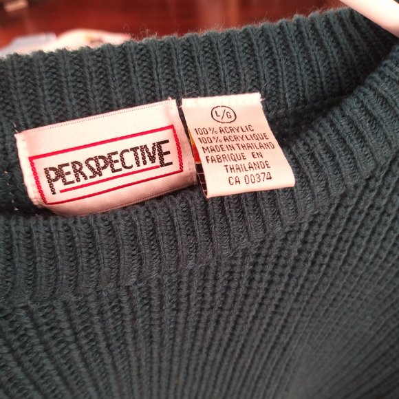 New 2 Tops Unisexe Fisherman sweater knit pullover Green & Blue size L - Picture 5 of 8